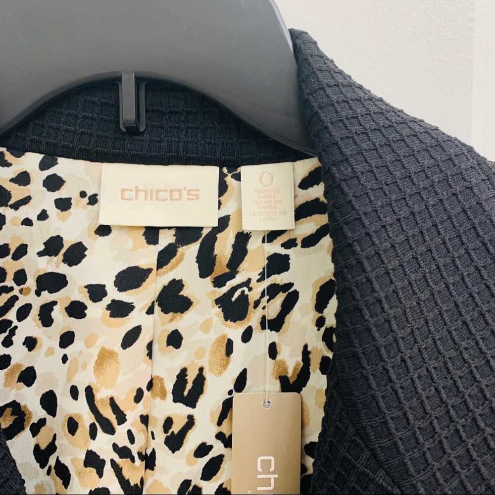 Chico's black knit jacket with animal print lining. - Picture 4 of 5